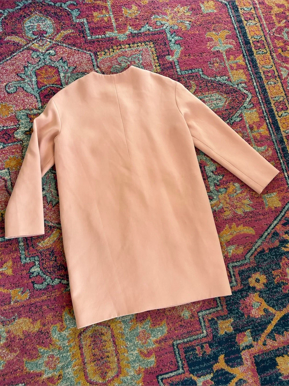 COS | Women’s Blush Pink Soft Minimalist Collarless Hidden Zip Front Coat Size 4